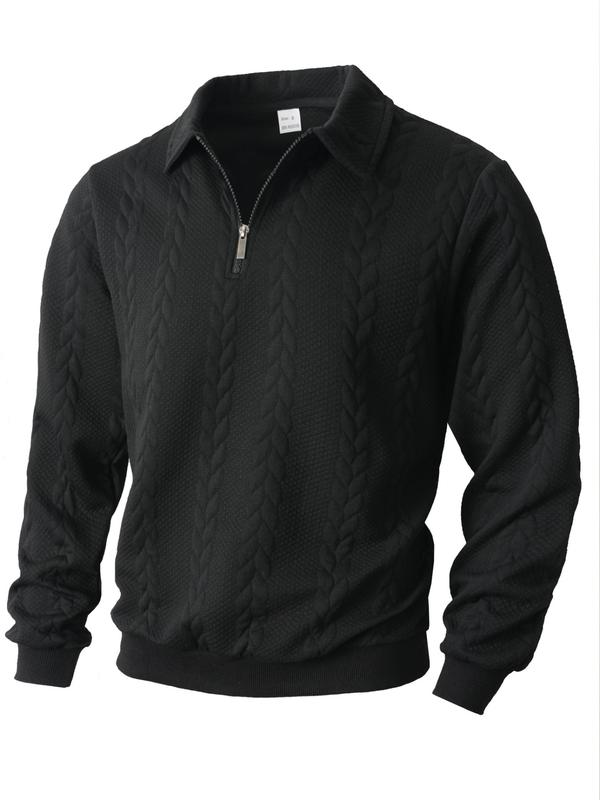 Men’s Knit Polo Neck Long Sleeve Sweatshirt – Fall & Winter Essential