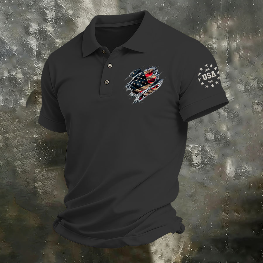 Men's 250th Anniversary Printed Casual Polo Shirt