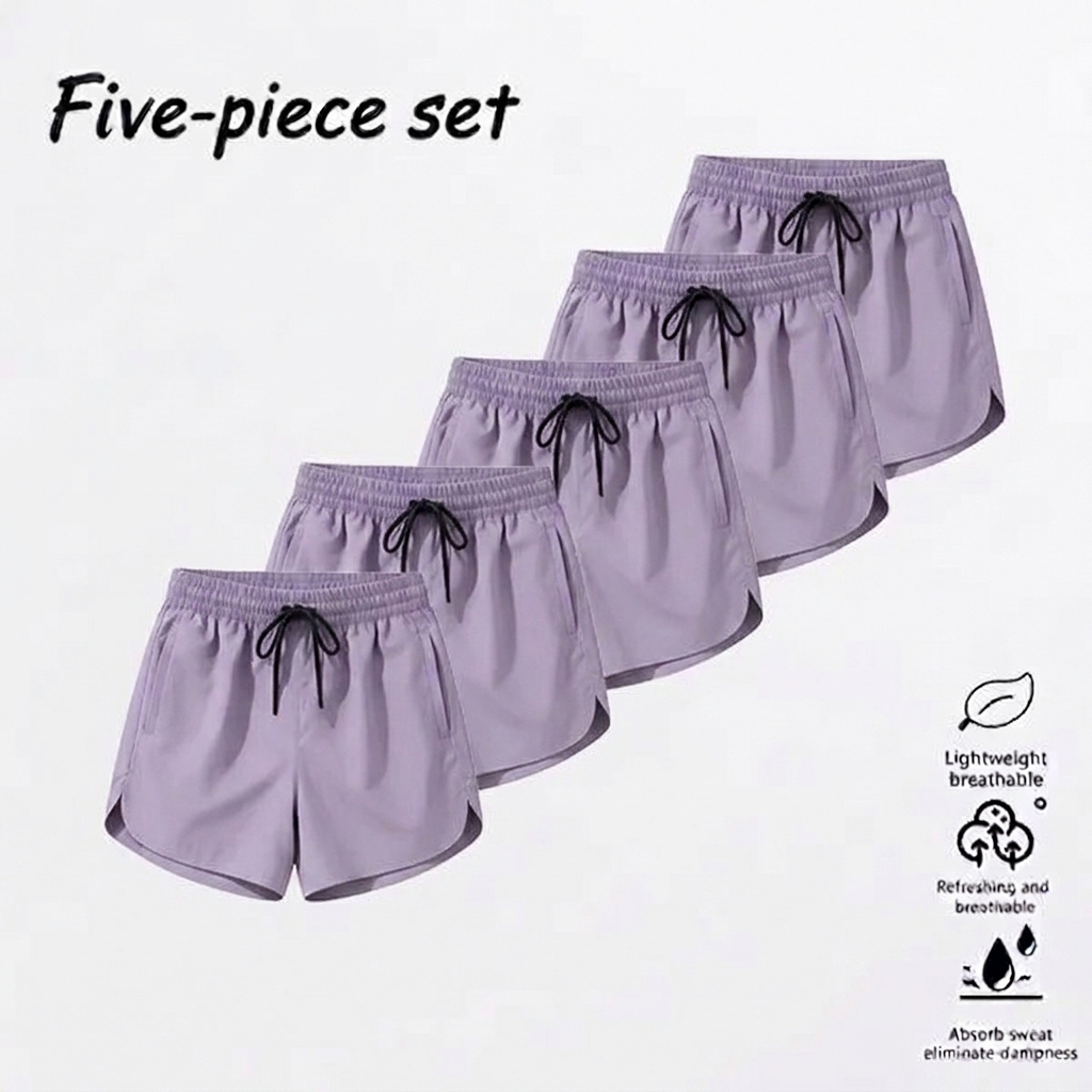 5-Pack Women's Quick-Dry Running Shorts with Pockets