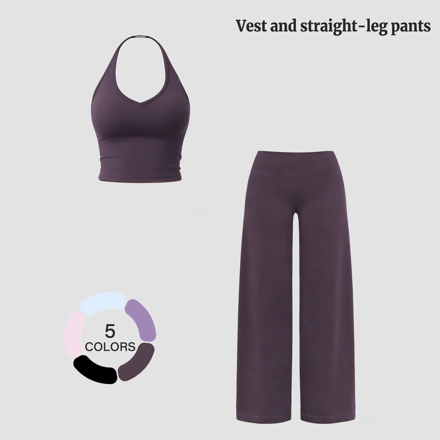 Women's Strappy Crop Top & Straight-Leg Pants Fitness Set – Gym to Casual Wear