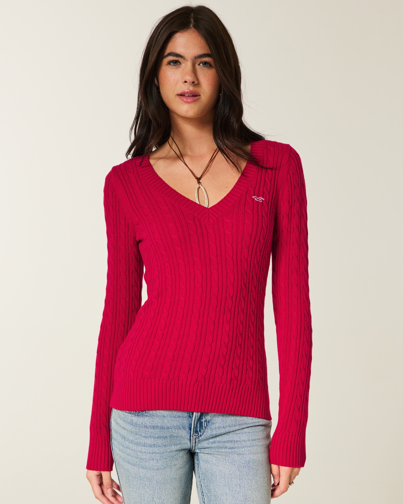 Cable-Knit Icon V-Neck Sweater