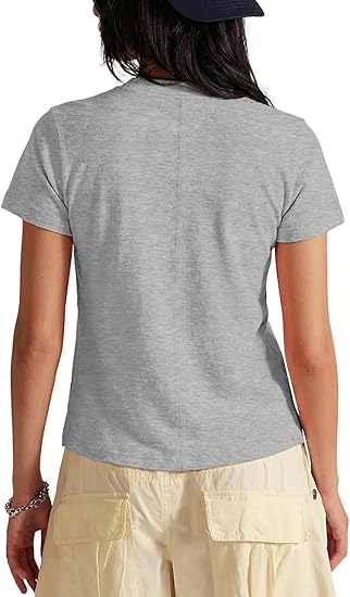 Women's Short Sleeve T Shirts Crew Neck Slub 100% Cotton Shirt