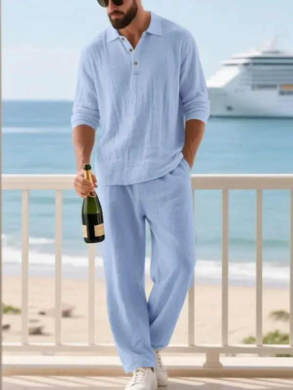 🔥Men's Linen Polo Casual Set