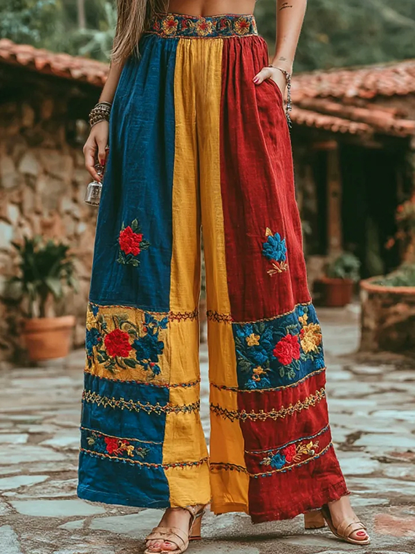 Women's Venezuelan Flowers Print Casual Pants