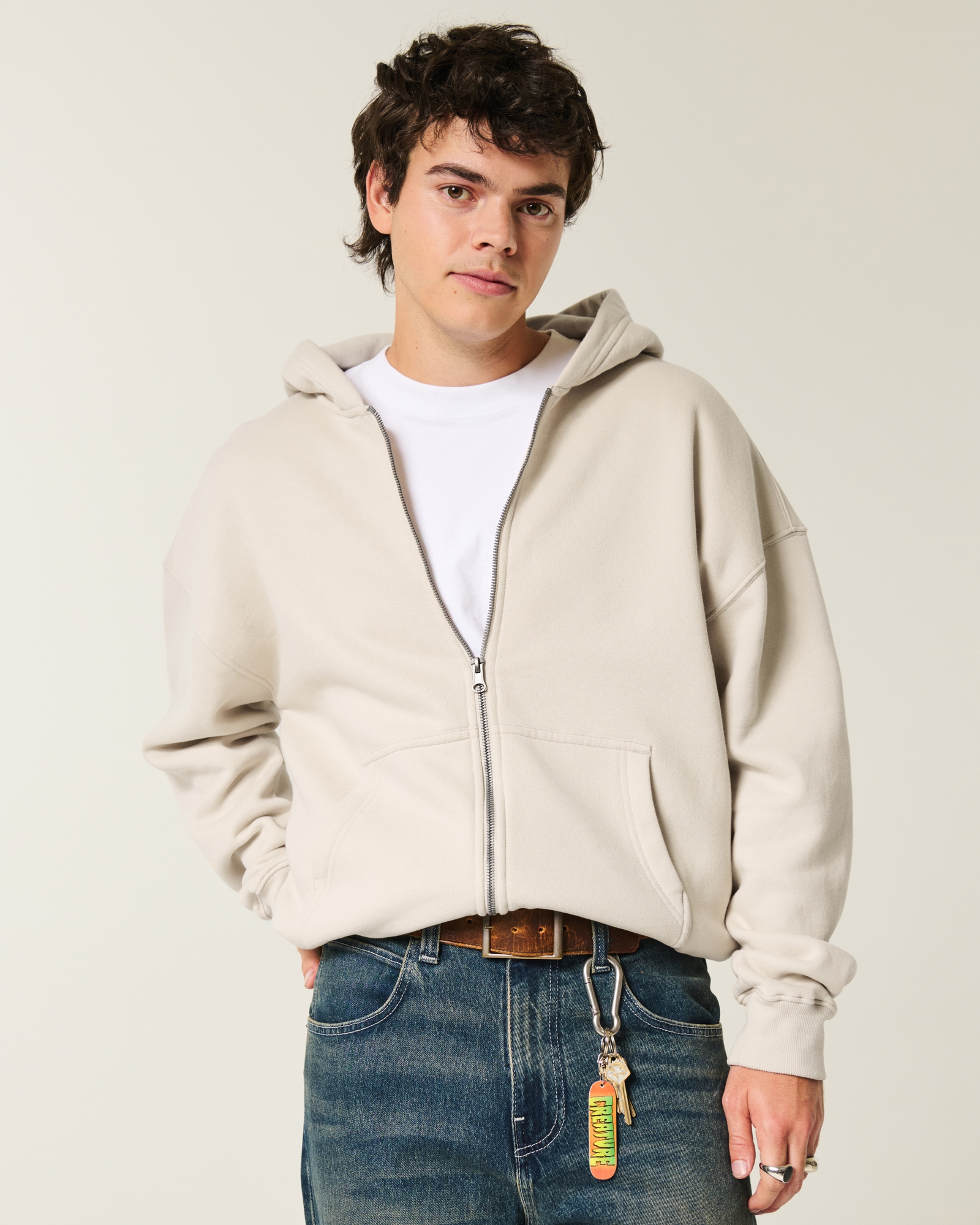 Boxy Zip-Up Hoodie