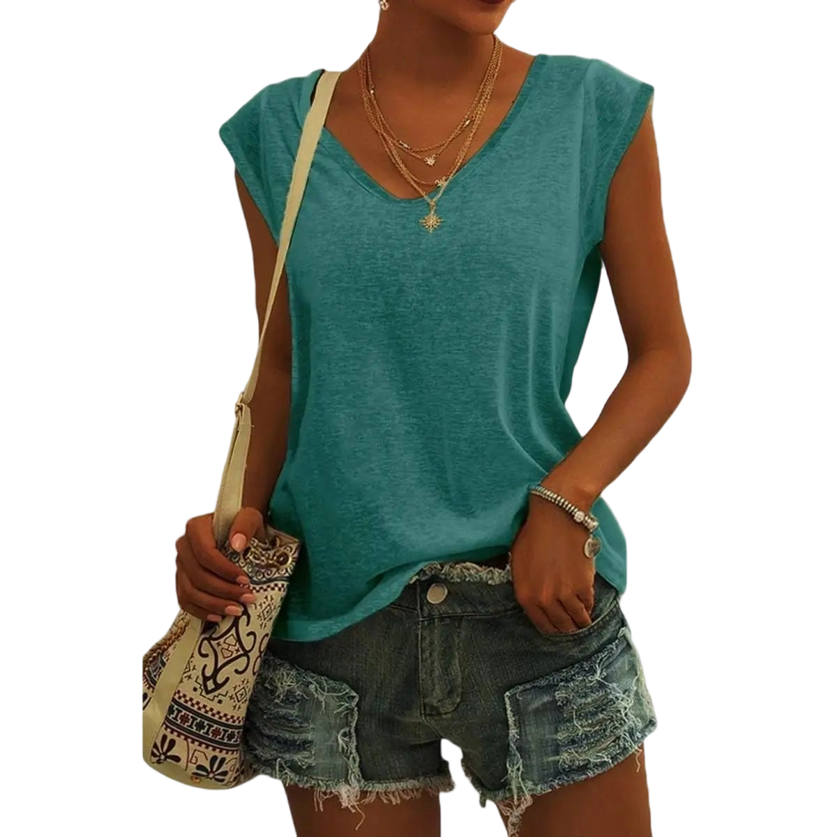 Womens Cap Sleeve Tops V Neck Loose Fit Tshirts Spring Summer Casual Basic Tees
