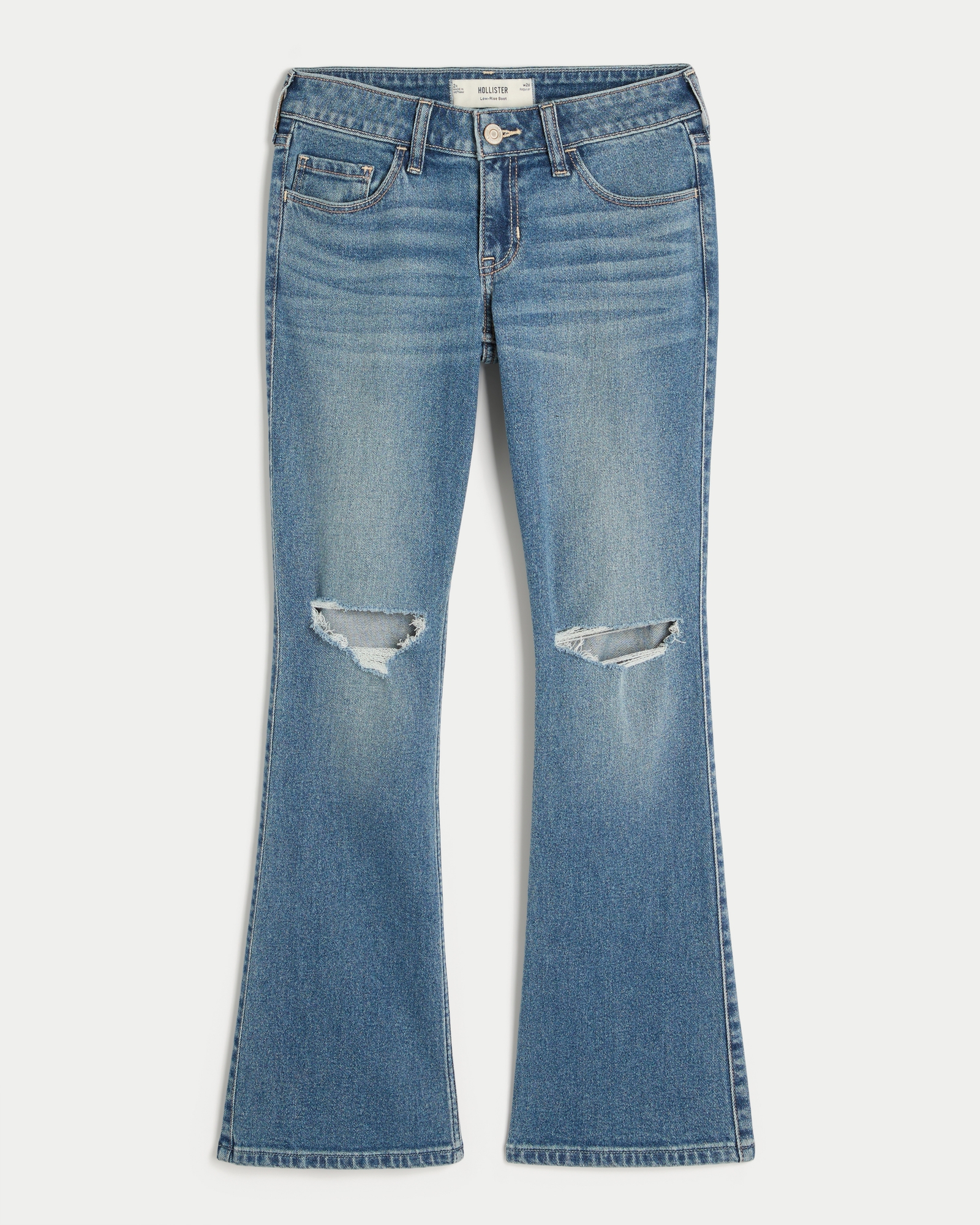 Low-Rise Dark Wash Embroidered Bootcut Jeans