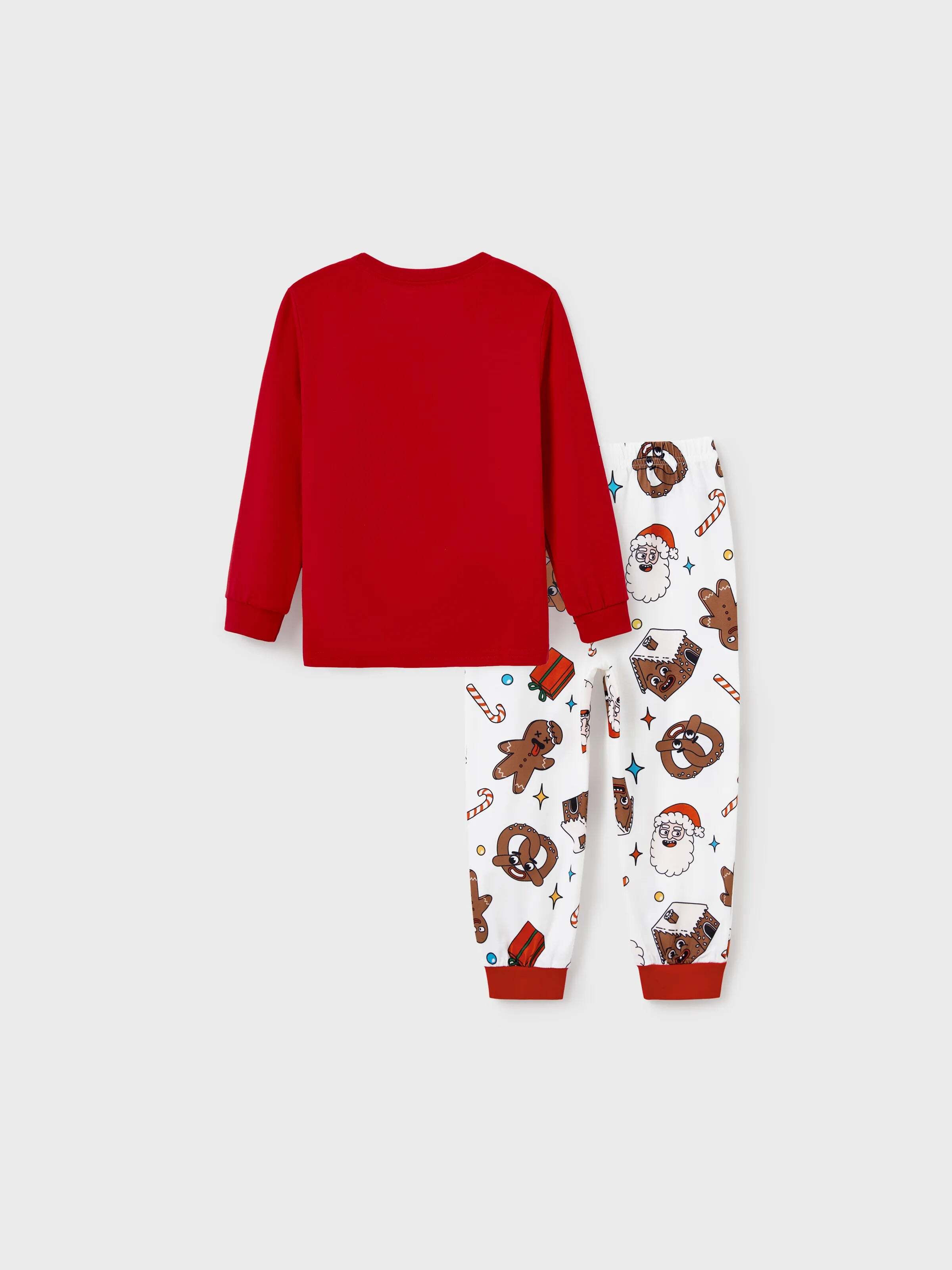 Christmas Matching Family Pajamas Set Gingerbread and Santa PJS with Christmas Socks Red