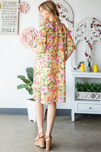 Full Size Half Sleeve Multi Color Floral Open Cardigan