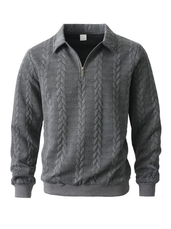 Men's Fall Winter Outfits Knitted Polo Neck Long Sleeve Sweatshirt for Daliy Wear