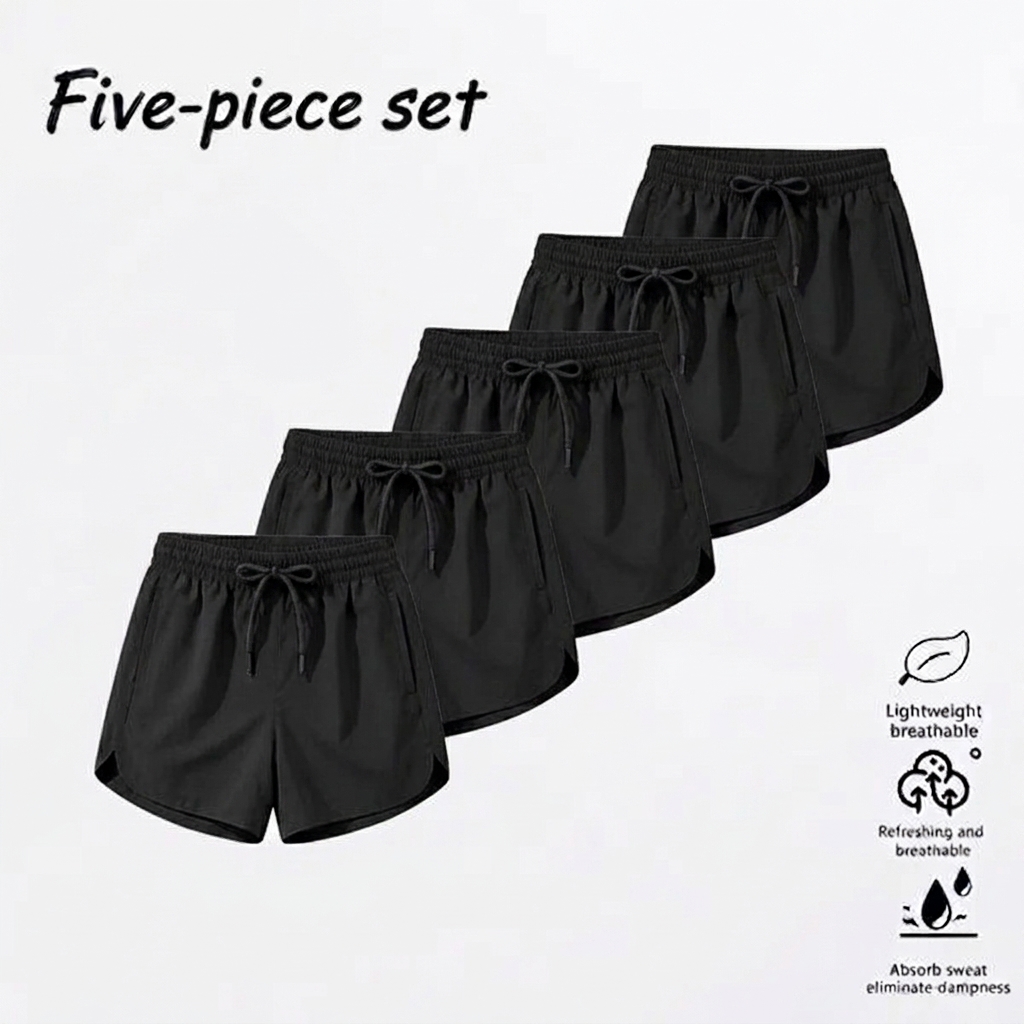 5-Pack Women's Quick-Dry Running Shorts with Pockets