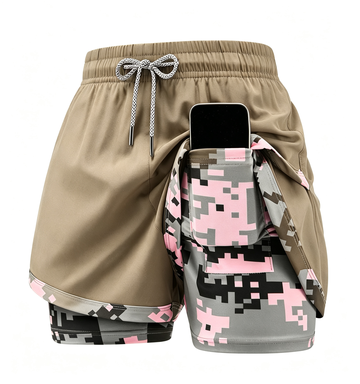 Women's 5-Pack 2-in-1 Camouflage Lined Running Shorts – Quick-Drying Anti-Chafing Sports Shorts for Gym, Yoga & Outdoor Workouts