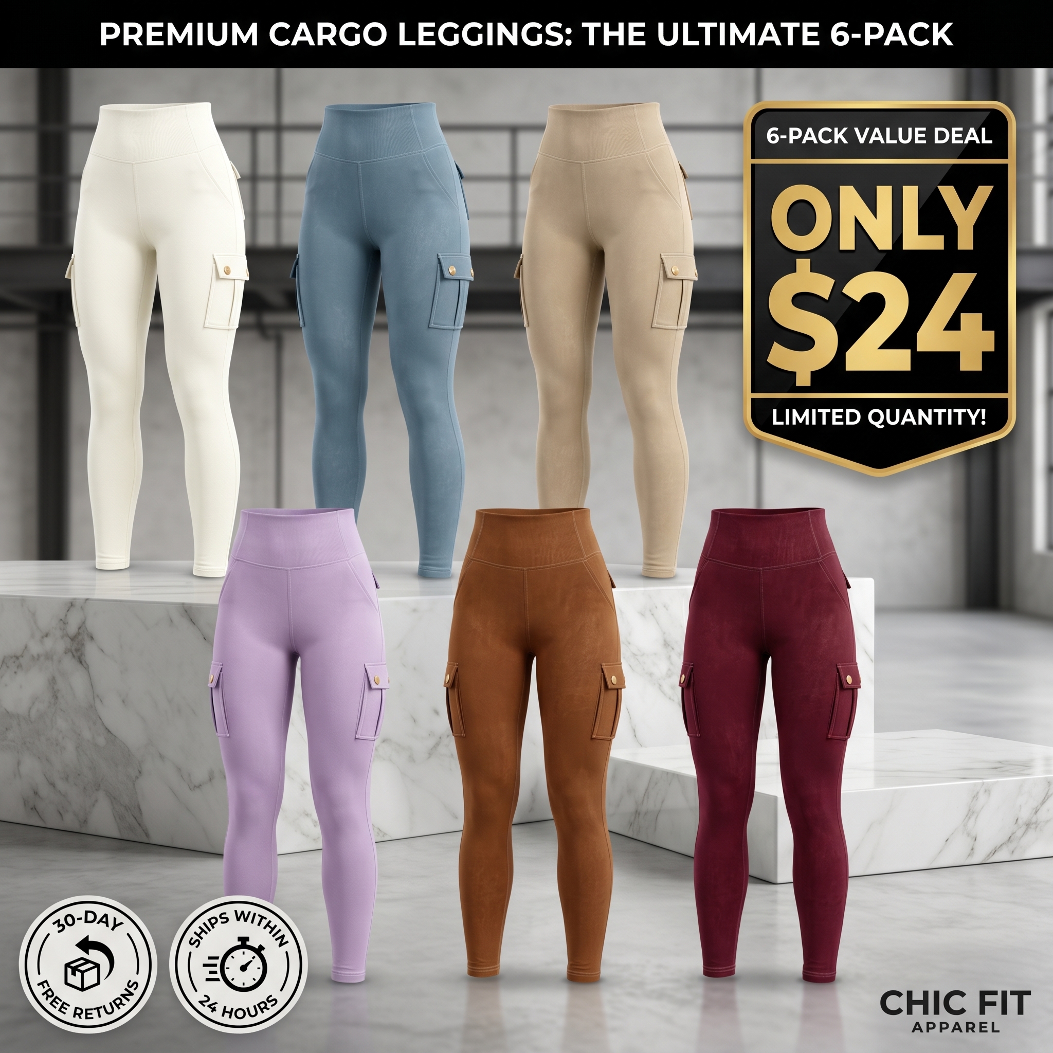 Women's Printed High-Waisted Leggings — Flap Pockets, Tummy Control & Shaping, Athletic Pants