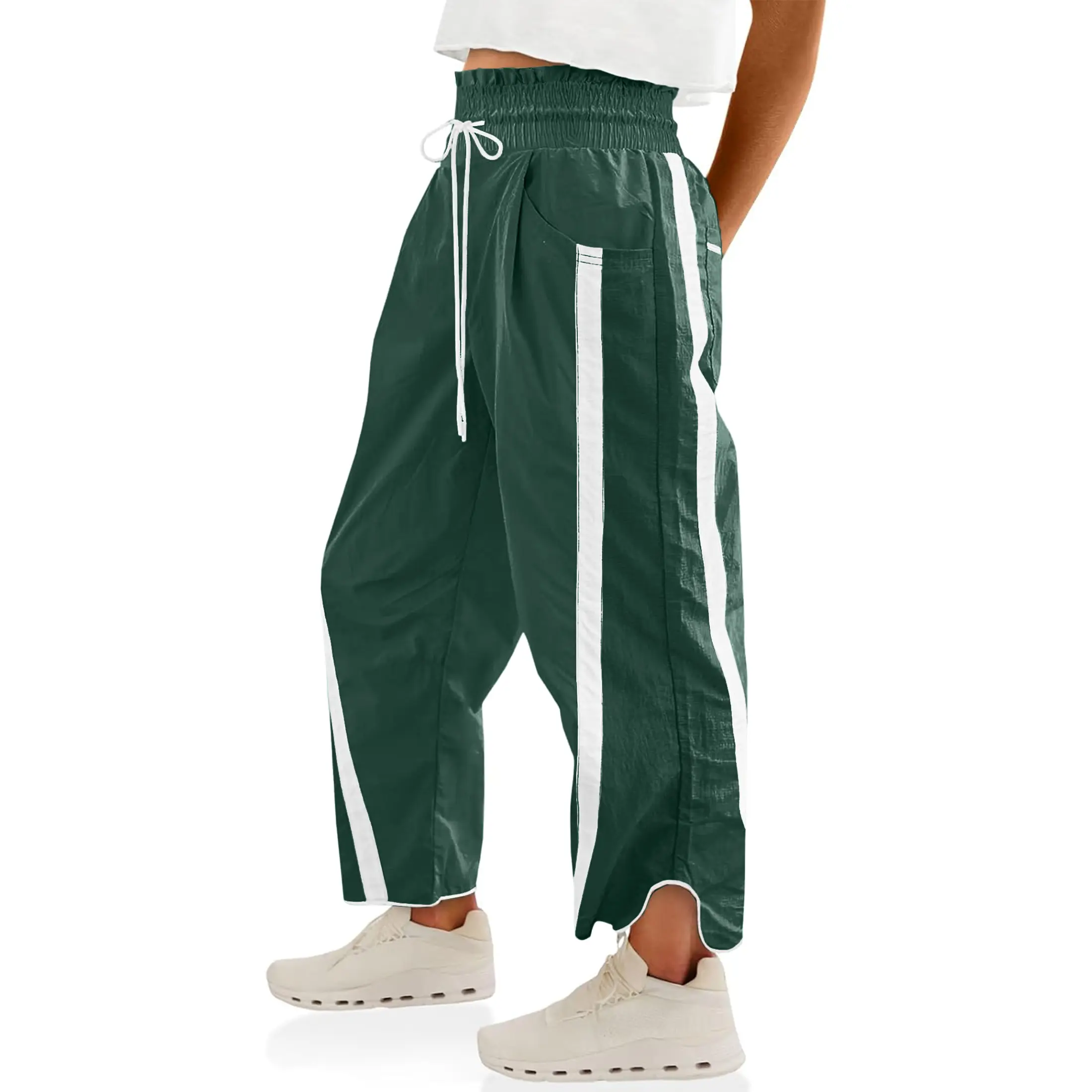 Women's Loose Barrel Pants – Quick Dry Lightweight Hiking Travel Workout Running Comfy Lounge Pants with Pockets for Summer