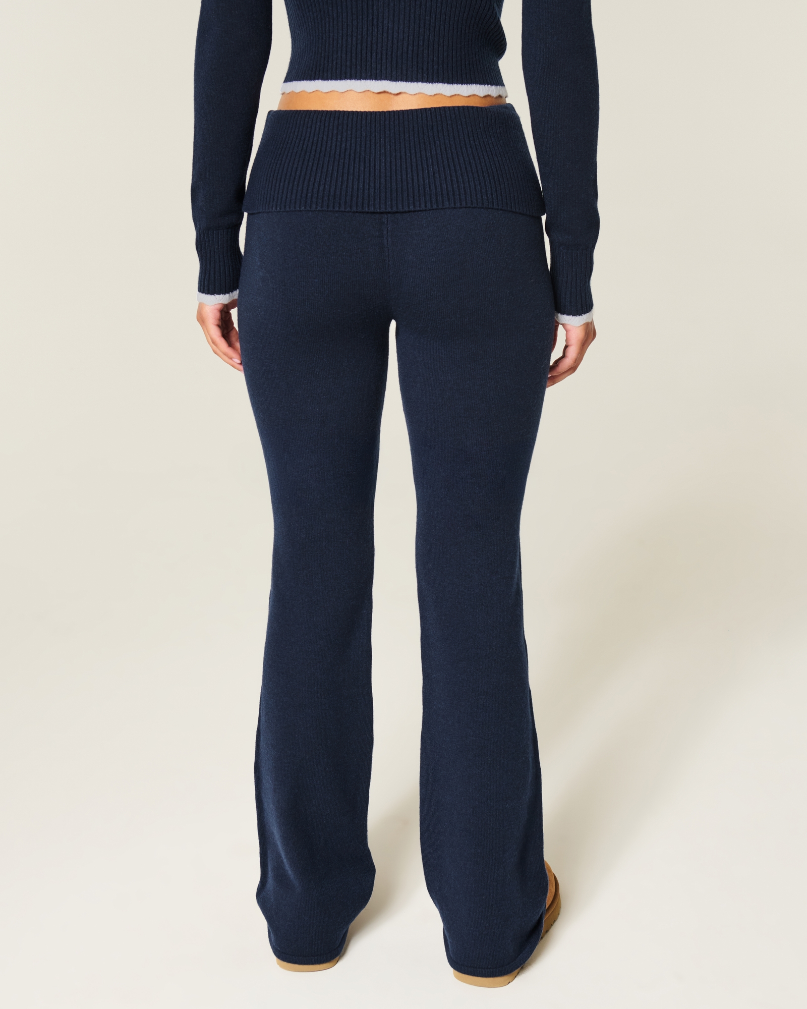 Gilly Hicks Sweater-Knit Foldover Waist Boot Pants