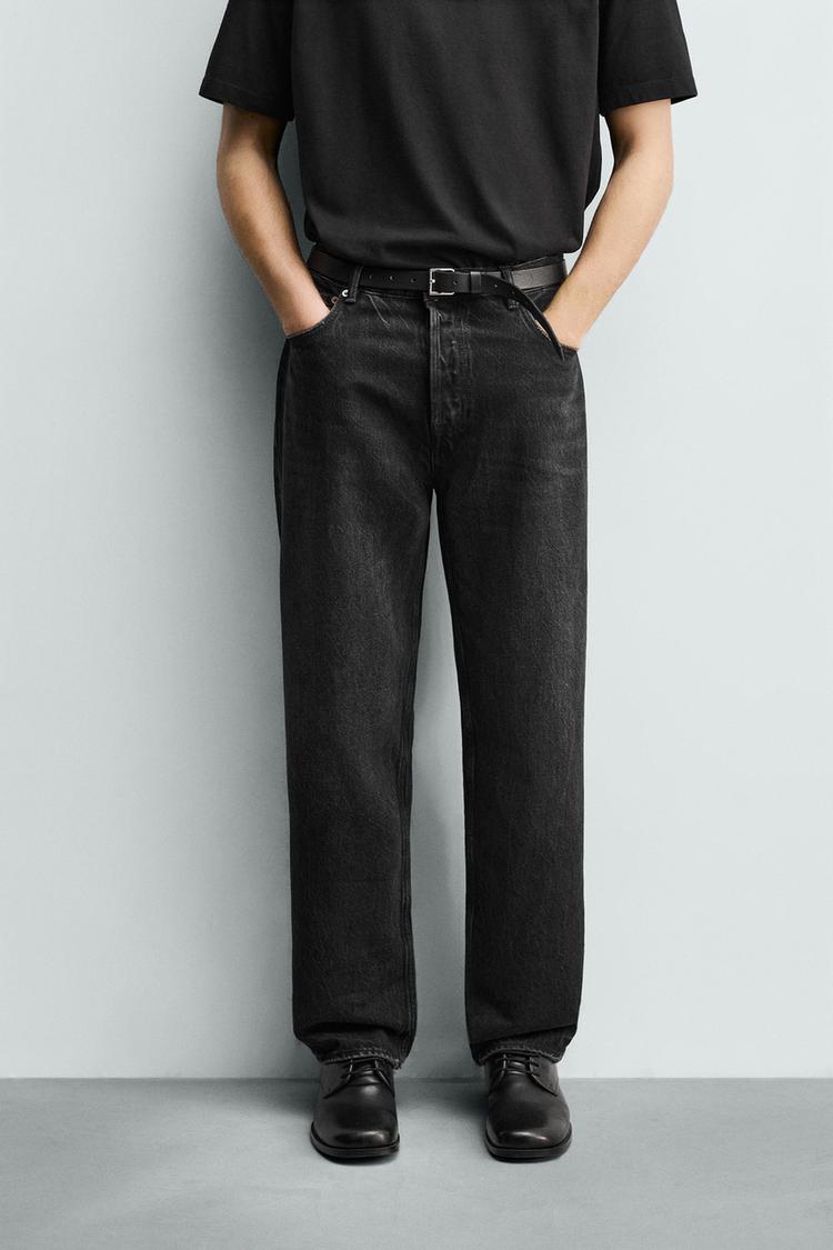 Classic Vintage-Washed Straight Fit Denim Jeans