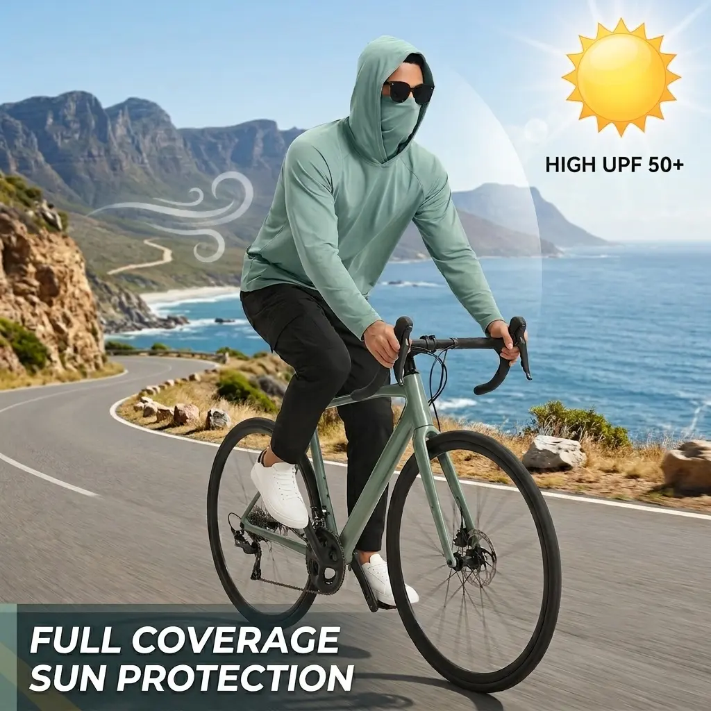 Men's 6 Pack UV Sun Protection Hoodie | Rash Guard with Face Mask