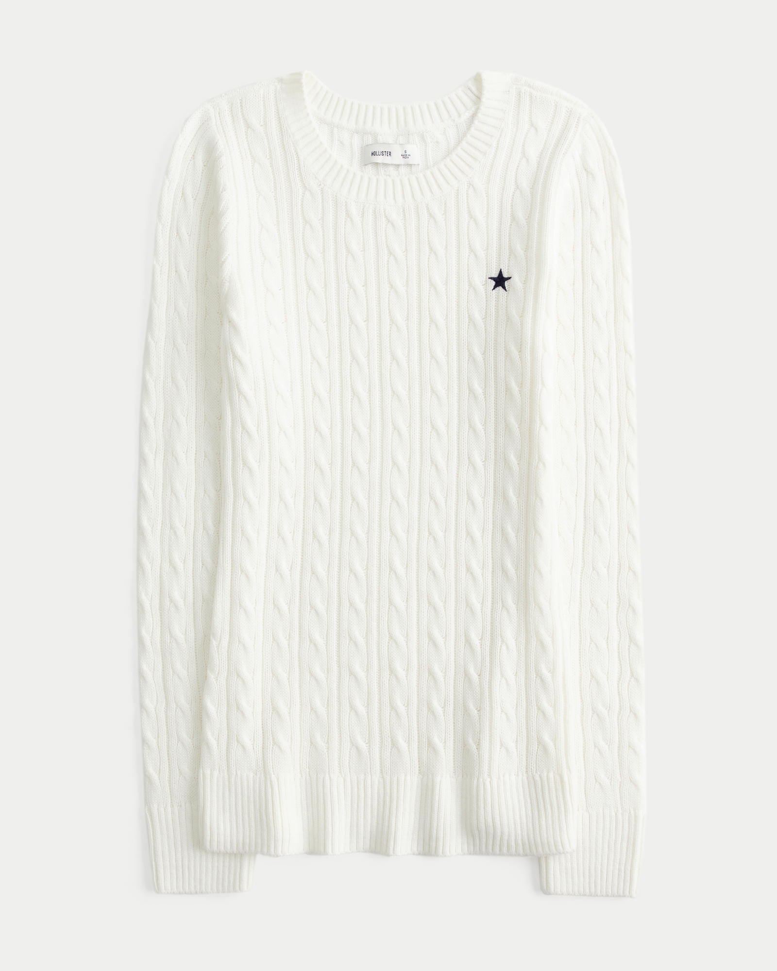 Cable-Knit Heart Crew Sweater