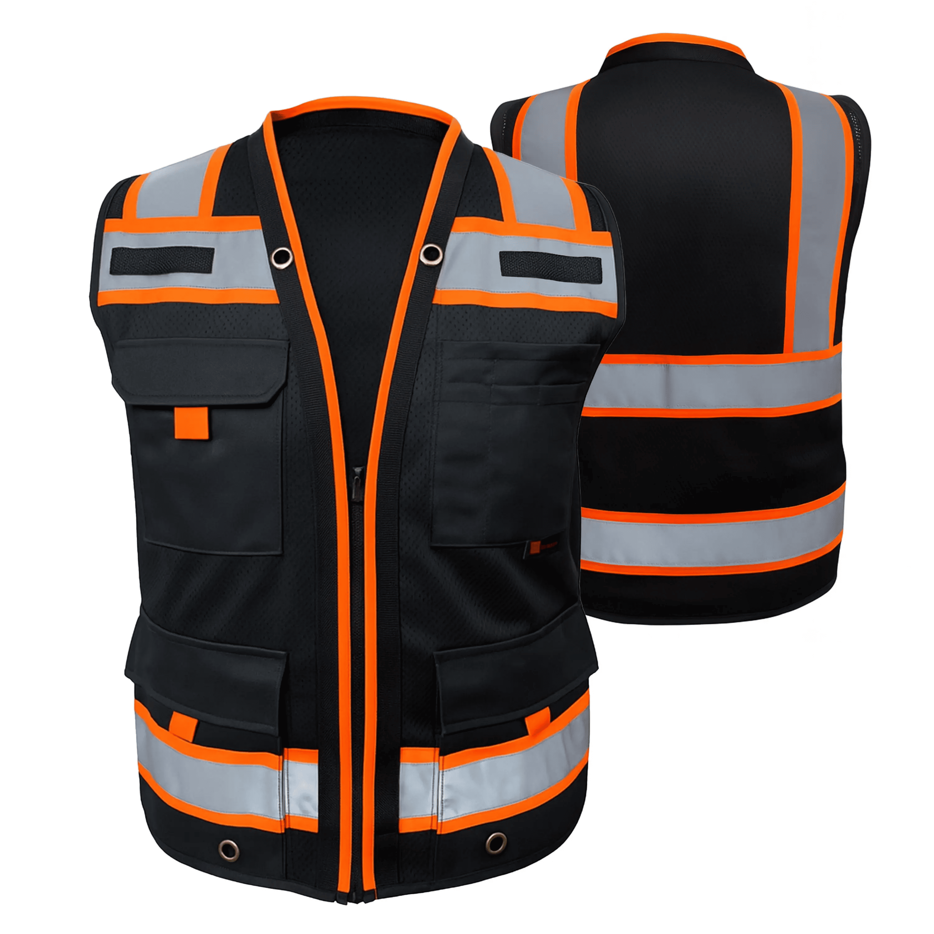 Superintendent Vest, High Visibility Reflective Safety, Mesh Safety Vest with Zipper and Multi pockets AMERICAN SIZE