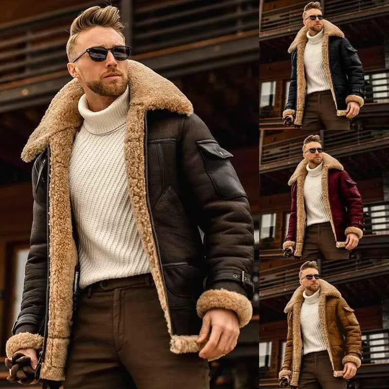 Winter Jacket Mens Military Fleece Jacket Warm Coats with Fur Collar Army Tactical Design
