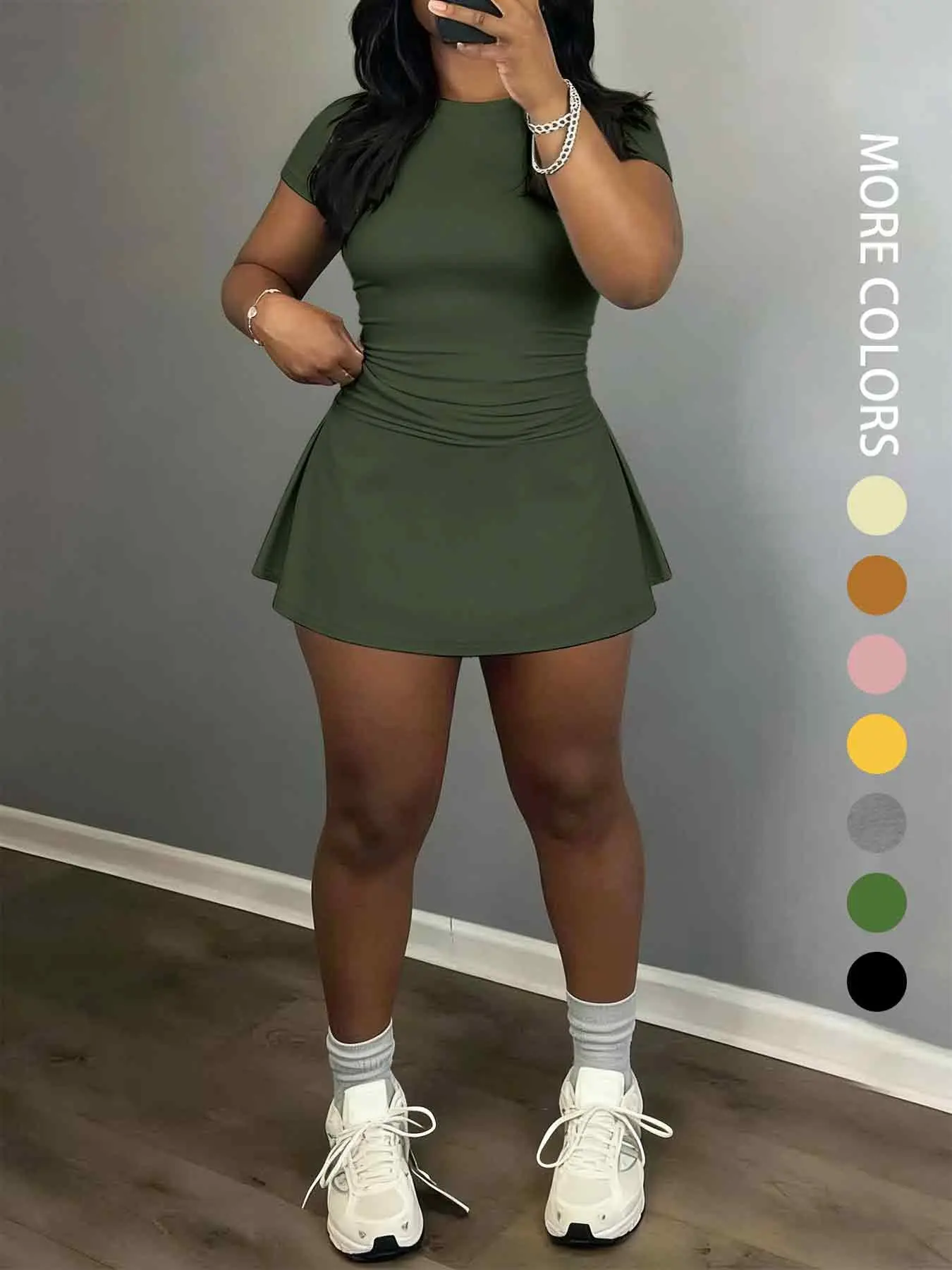 Women's Short Sleeve Casual Sporty Set, 2-Piece Women's Fashionable Daily Wear & Active Lifestyle Clothing, Stretchy Suit Set, Yoga Gym Outfits