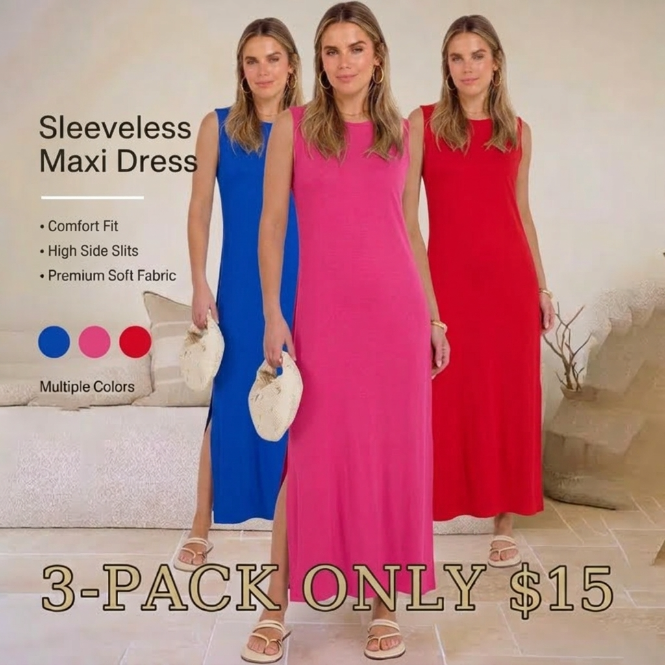 🌸 Summer Wrap Sleeveless Dress – Casual & Comfortable