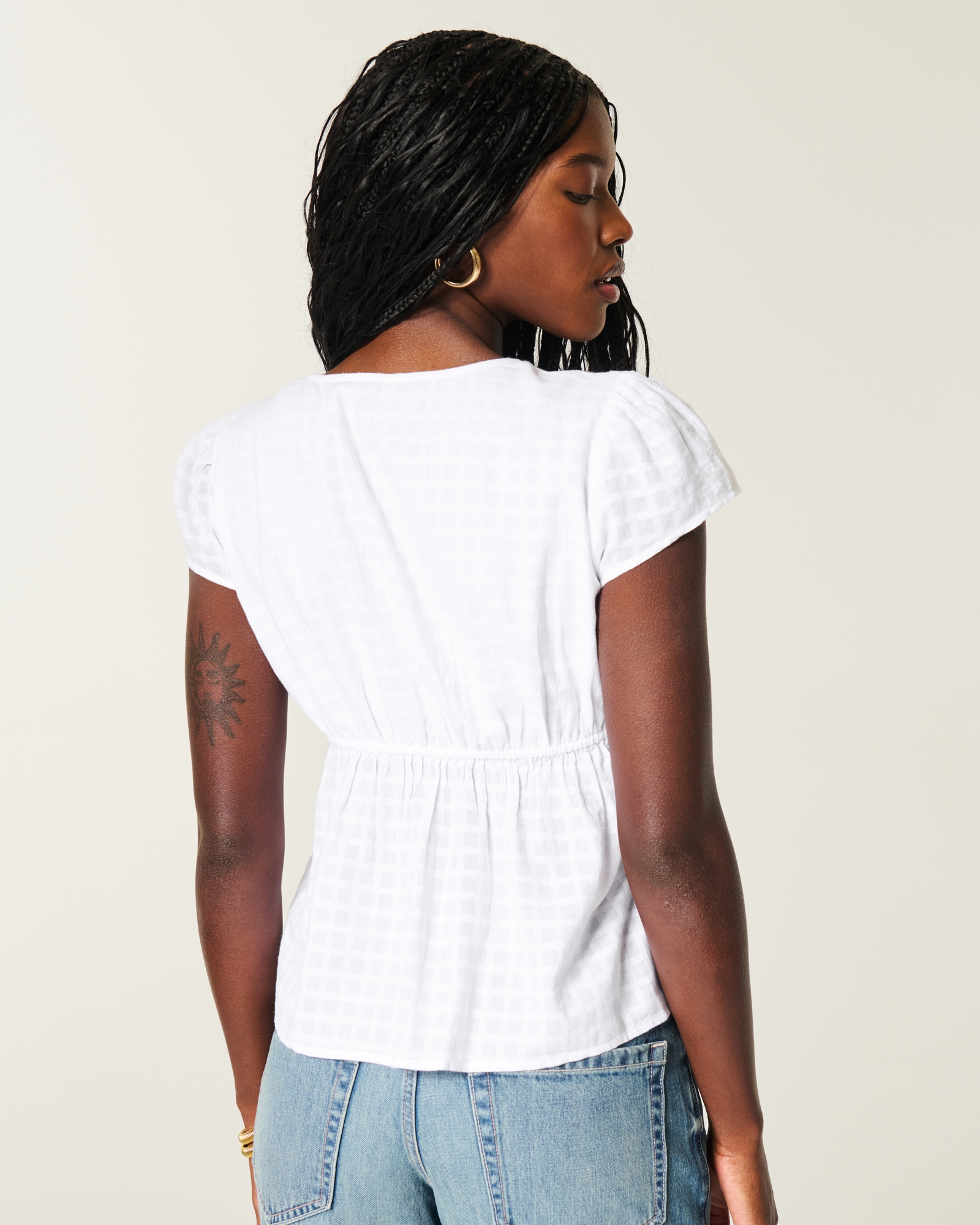 Short-Sleeve Flyaway Babydoll Top