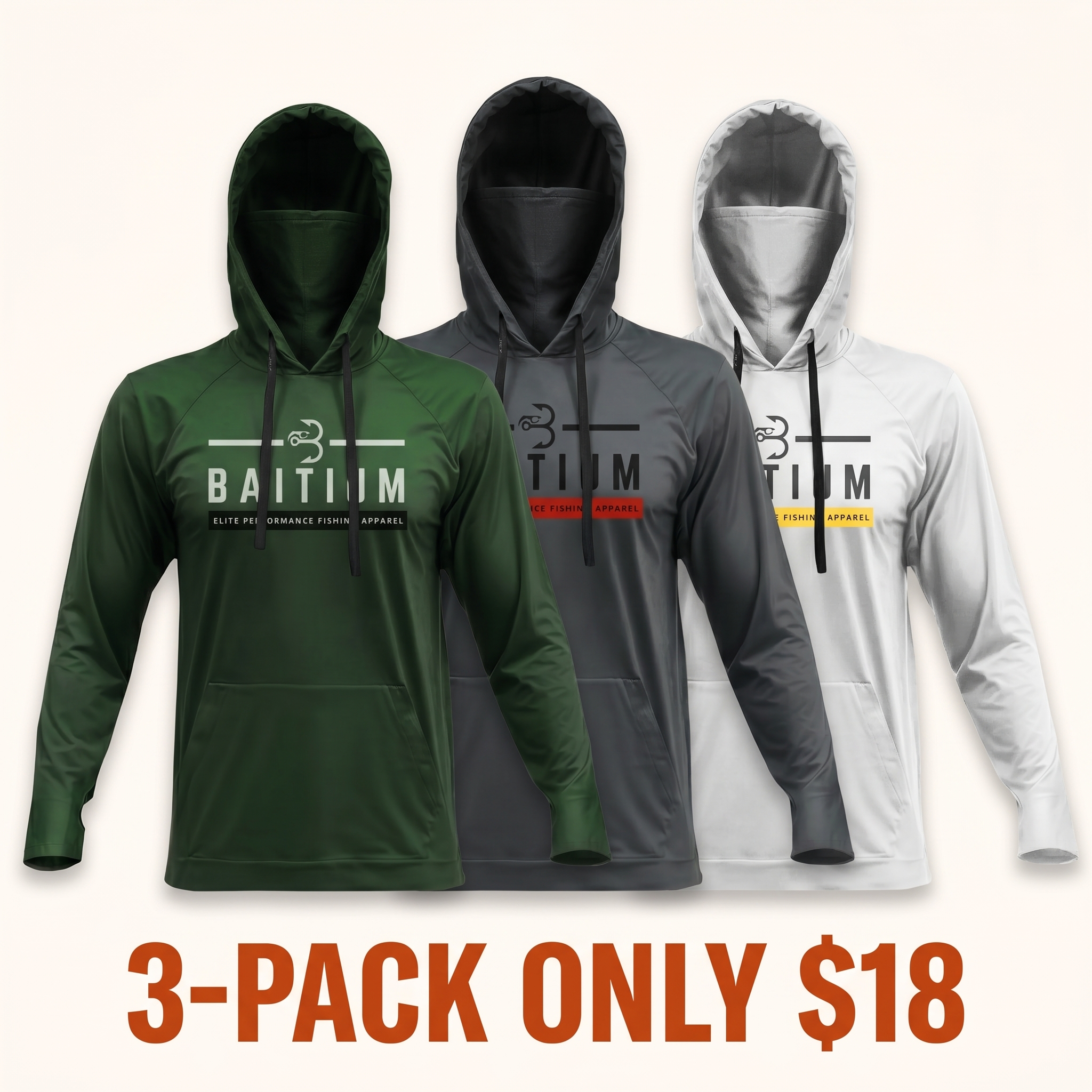 Fishing & Construction Shirt — UPF 50 Sun Protection Long-Sleeve Hoodie (With Built-in Neck Gaiter)