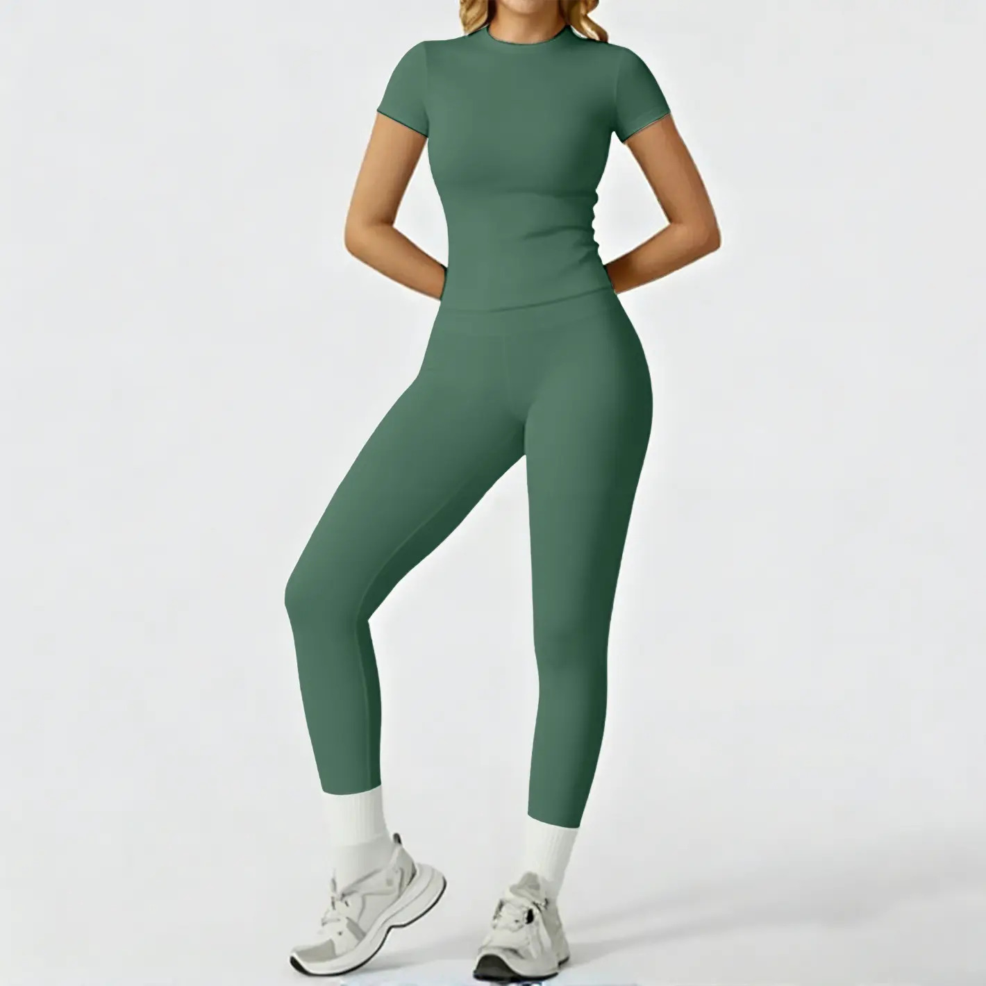 Women's Solid-Color Sports T-Shirt Set