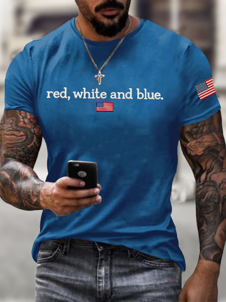 Men'S Red White and Blue T-Shirt