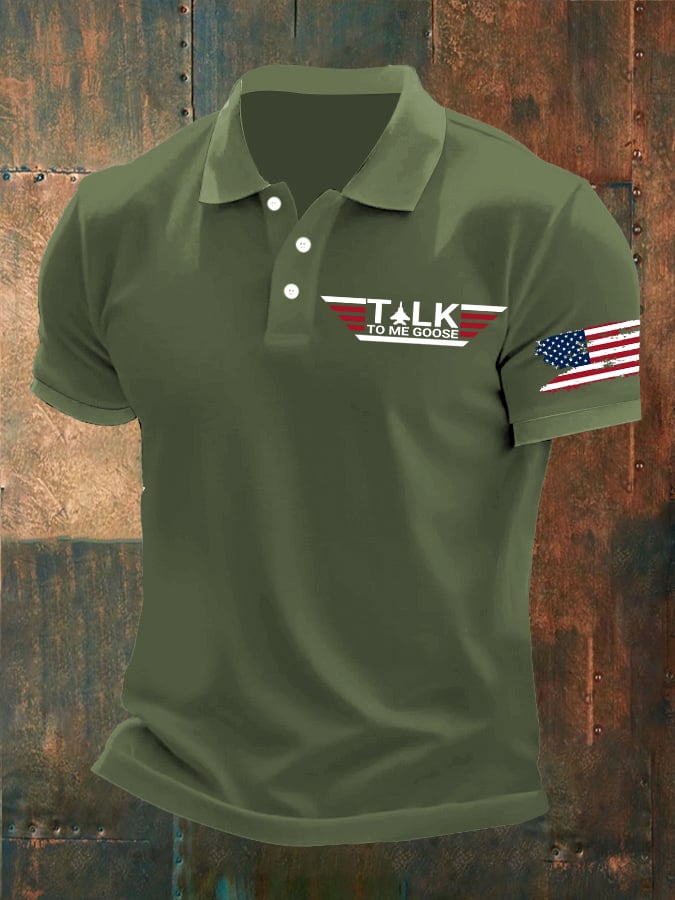Men's Retro Talk To Me Goose Printed Polo Shirt