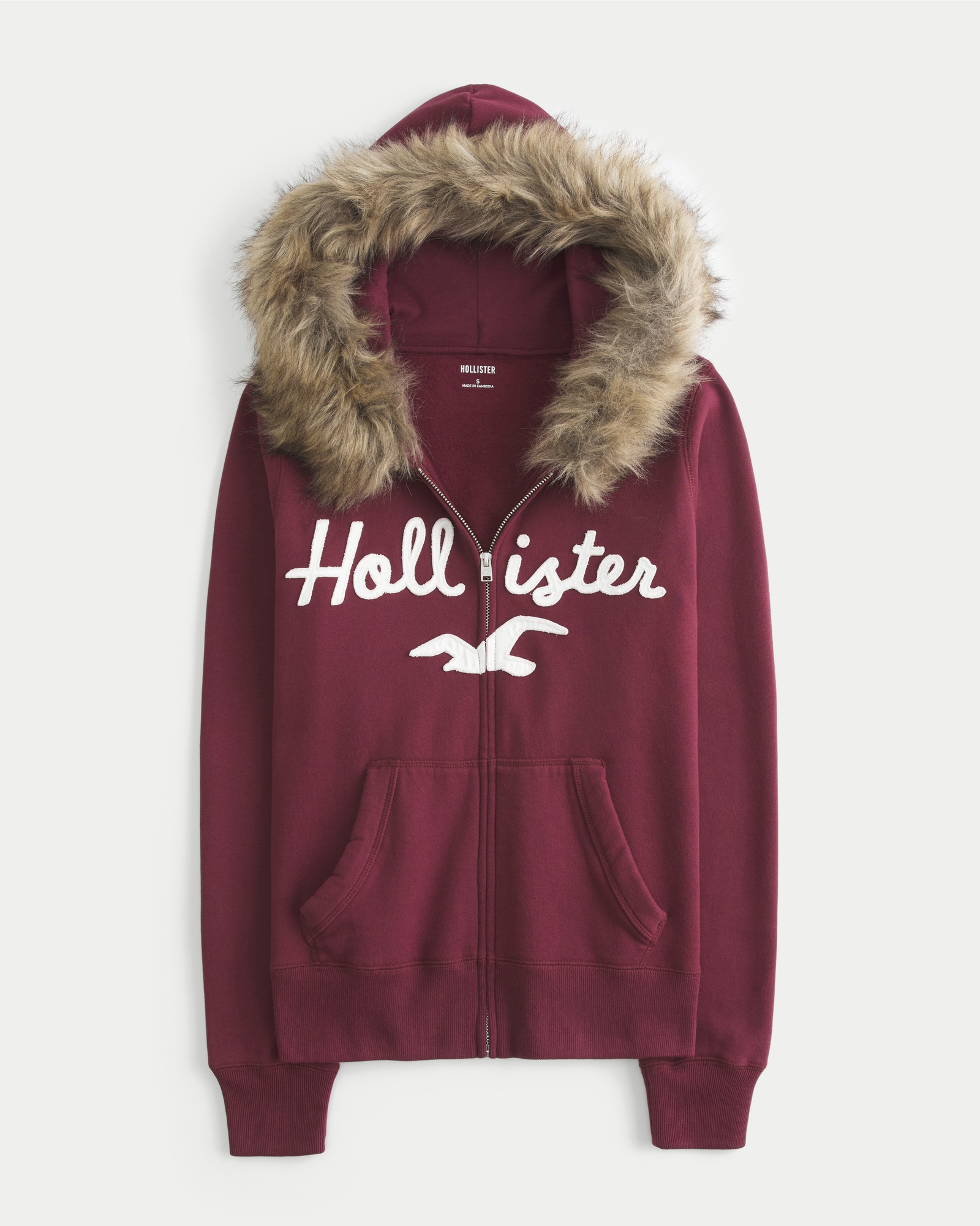 Faux Fur Trim Zip-Up Hoodie