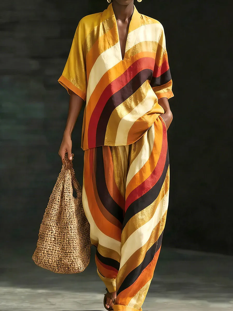 Women’s Tribal Geometric Print Two-Piece Set