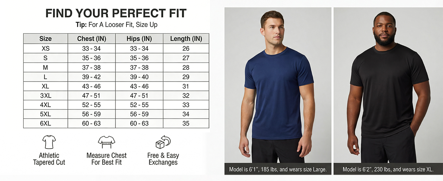 Men's Short Sleeve Dry Fit Active Crew Neck T Shirt