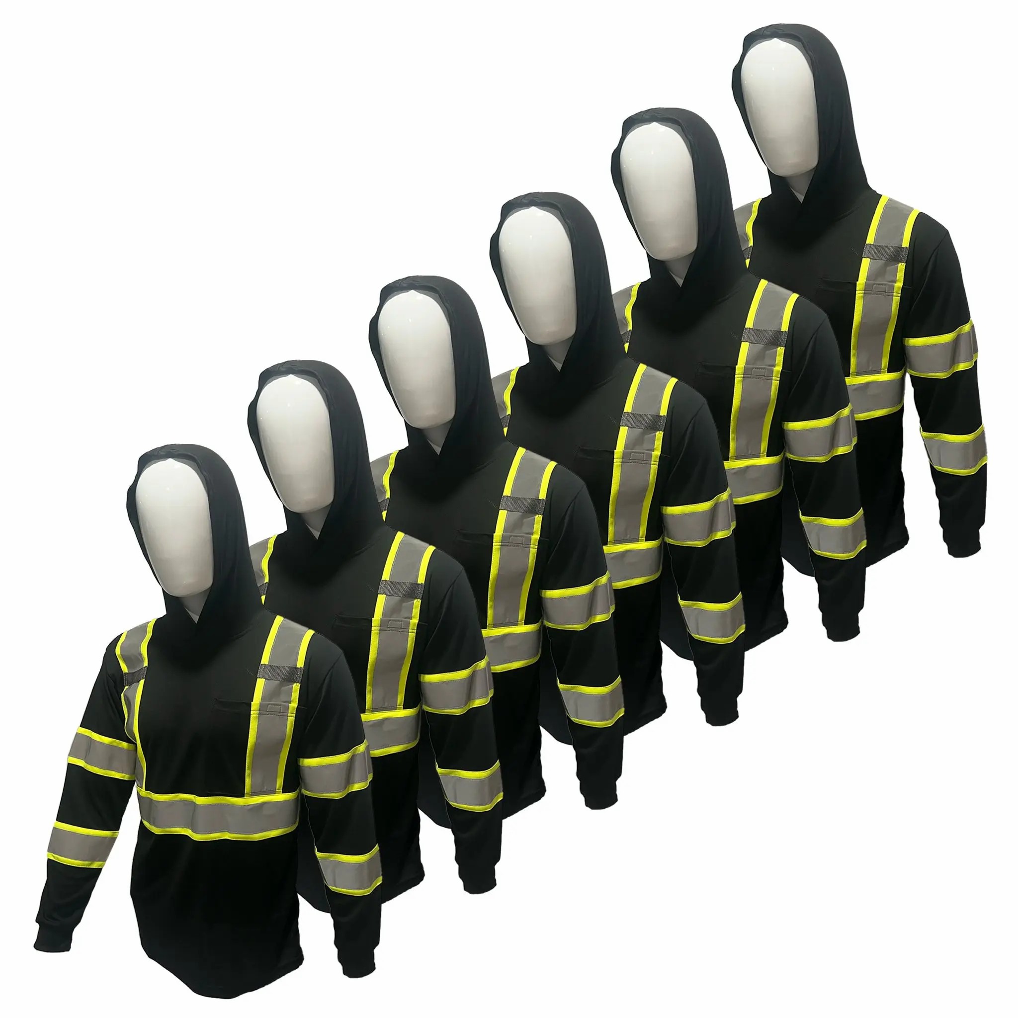 6-Pack Hi-Vis Hooded Work Shirts – Long Sleeve Safety Performance Tee | $24 Deal