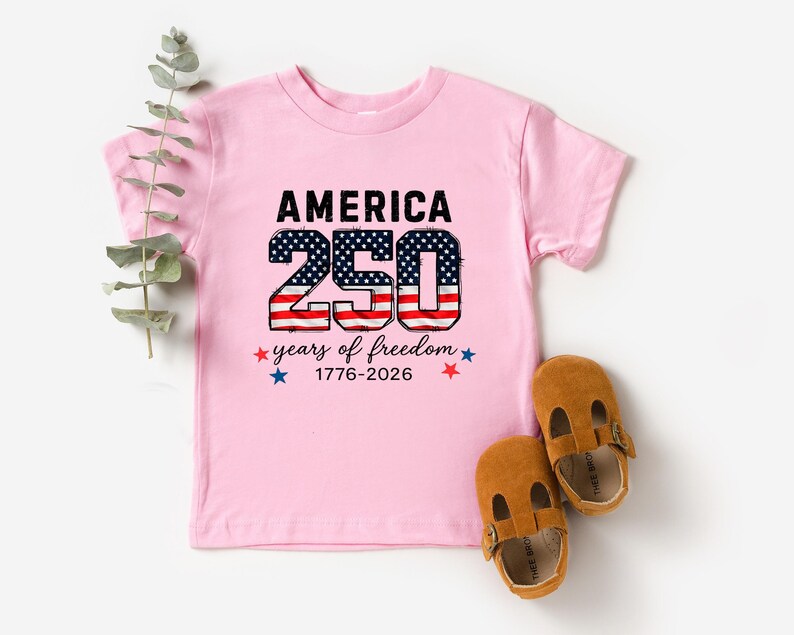 United States of America 250th Anniversary Kids Shirt - Patriotic Flag 4th of July Toddler Tee