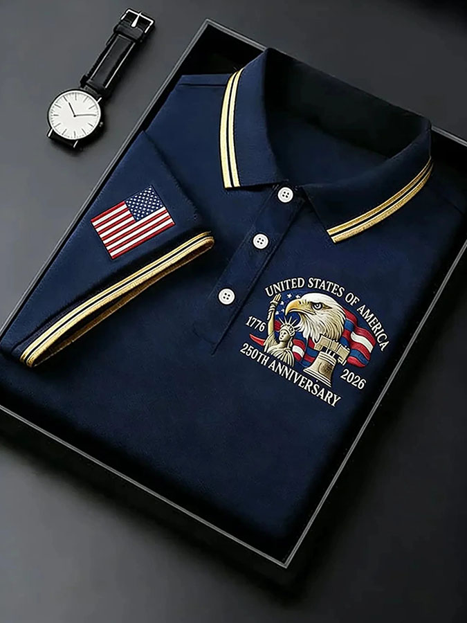 Men'S Casual Independence Day 250Th Anniversary Polo Shirt