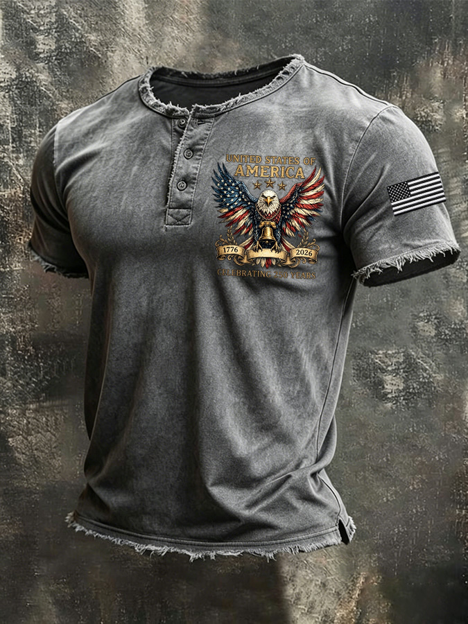 Men'S American Flag Printed Casual Top
