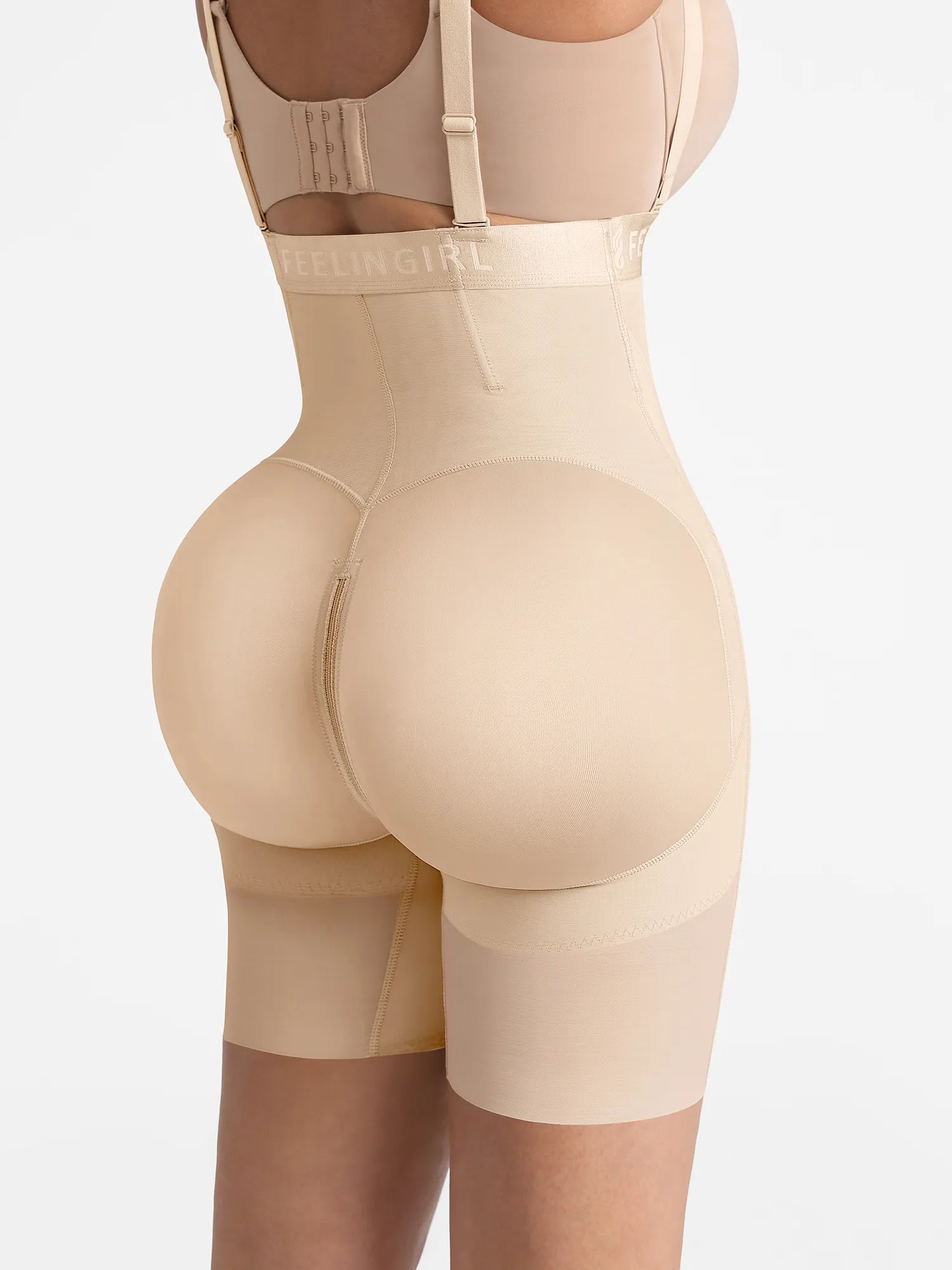 Feelingirl Wide V-neck Belt High-Waist Shaping Shorts