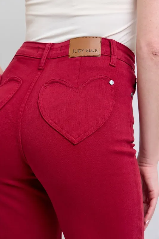 Blue Full Size High Waist Heart Shaped Back Pockets 90's Straight Jeans Plus Size