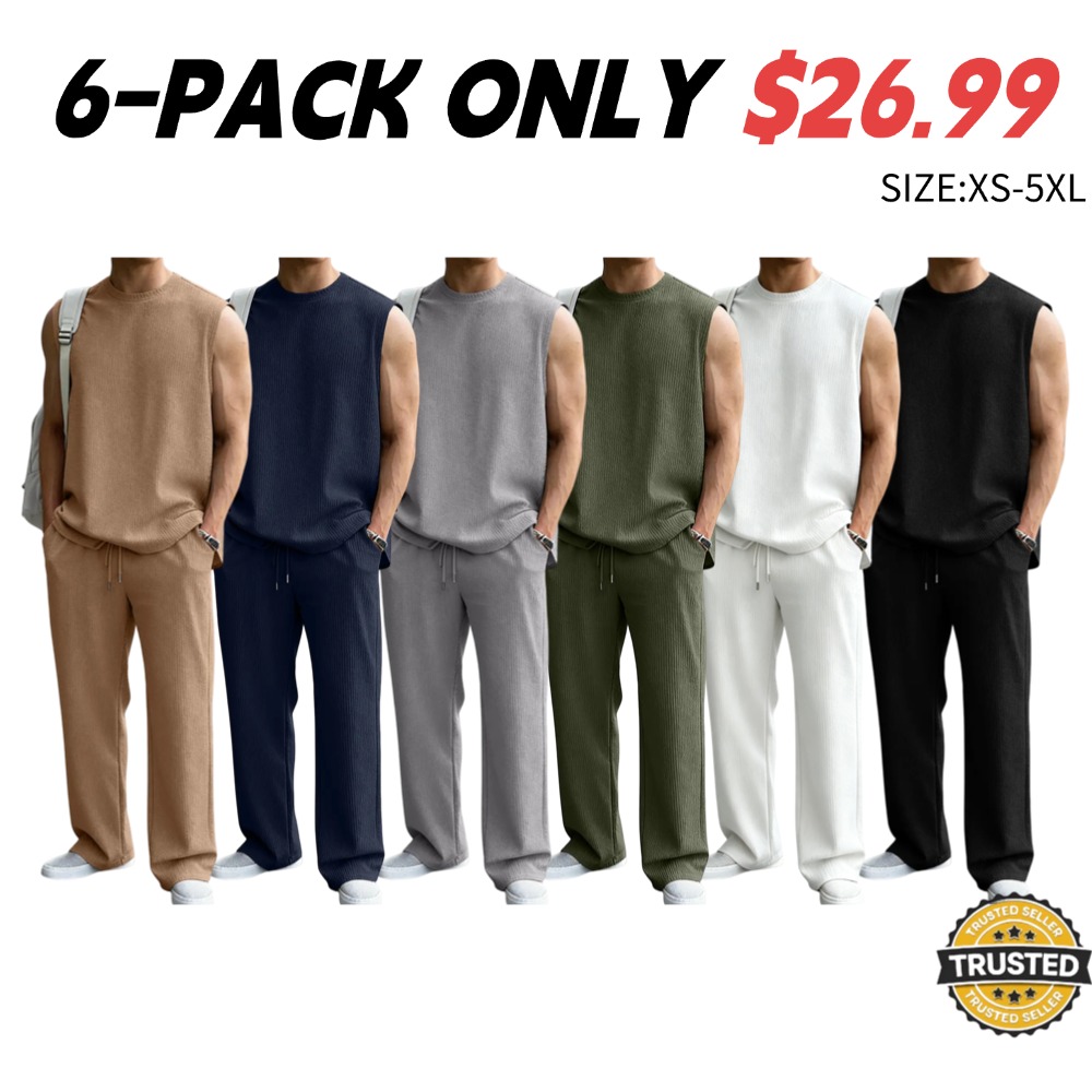 Men's Ribbed Knit Two-Piece Sports Set