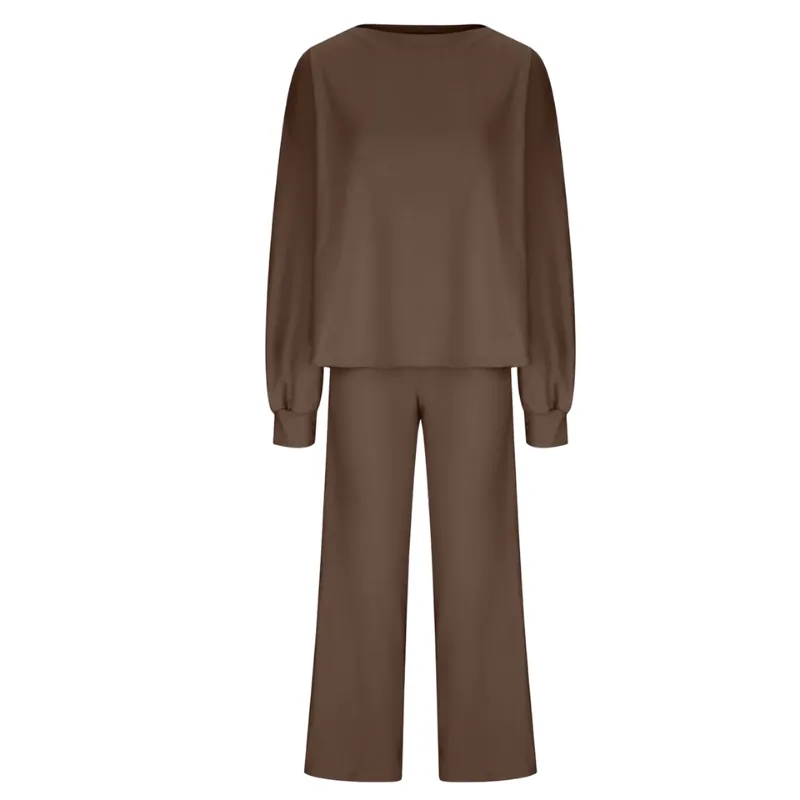 Womens Fall Winter Casual Solid Knitted 2 Piece Sets Long Sleeve