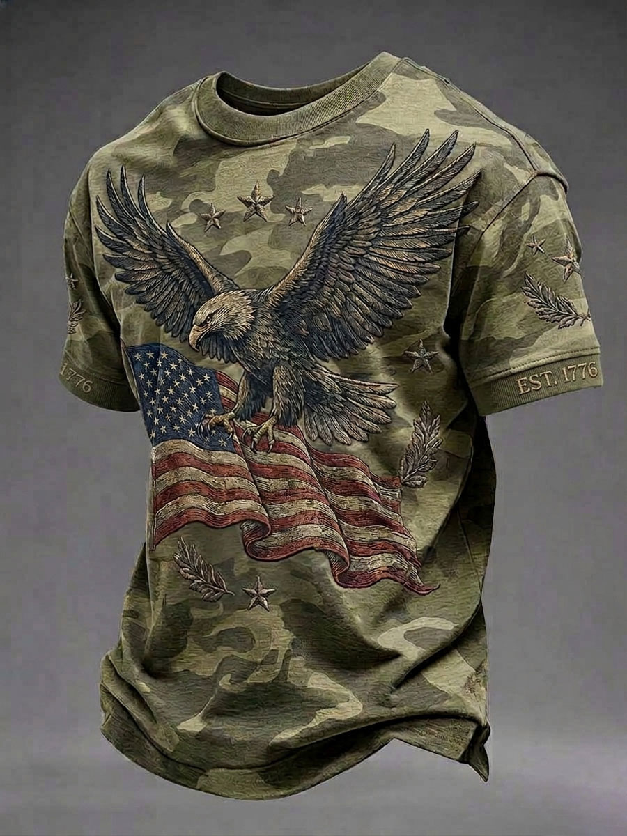 Men's American Independence Day Printed Casual T-Shirt