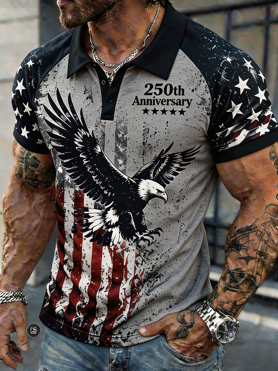 Men's 250th Anniversary Eagle American Flag Polo Shirt