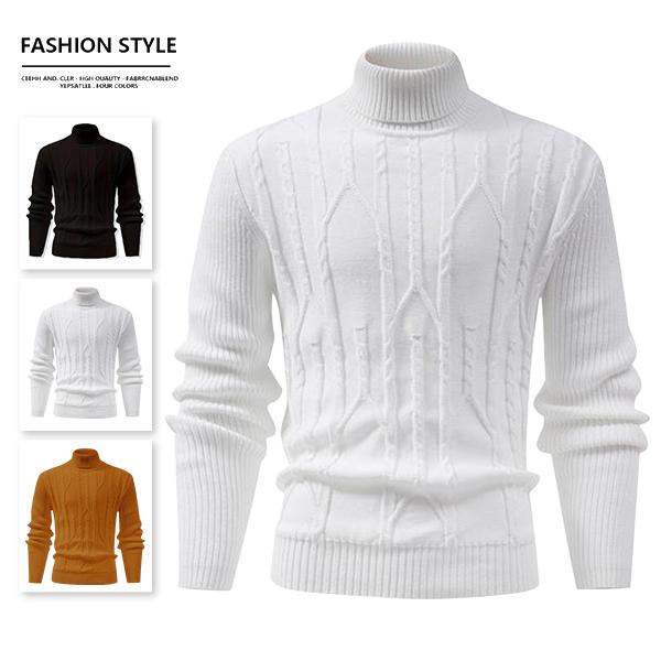 Men's Turtleneck Warm Sweater, Vintage Cable Knit Style