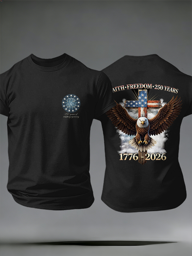 Men'S Casual American Founding Celebration Personalized Printed Round Neck T-Shirt