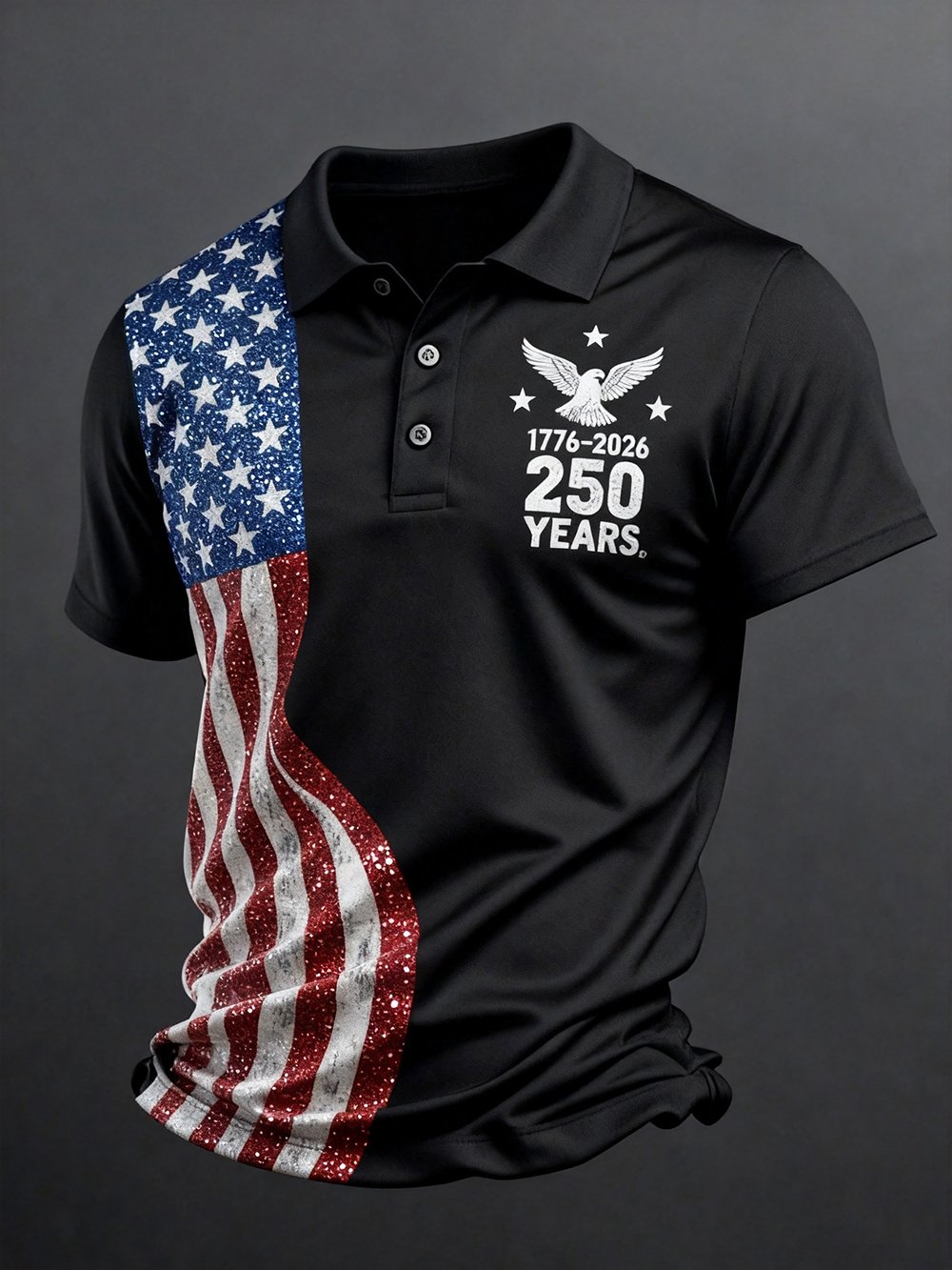 Men's 250th U.S. Independence Day Print Casual Short-Sleeve Polo Shirt