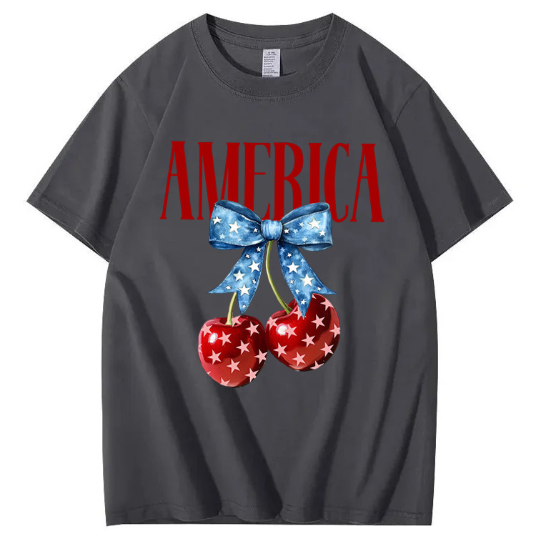 American Flag Cherry Bow T-Shirt