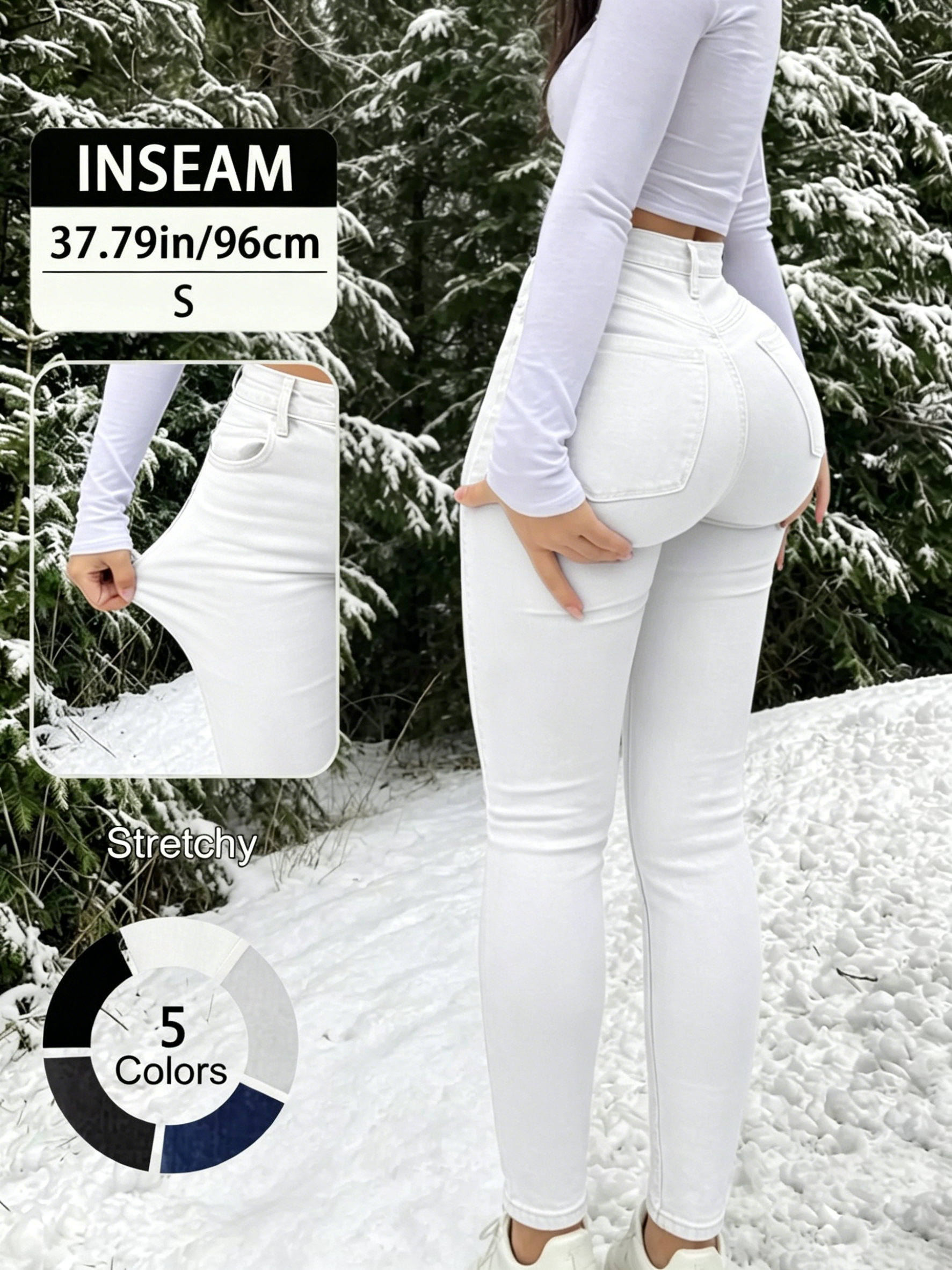 Elegant High Waist Long Skinny Denim Jeans for Women