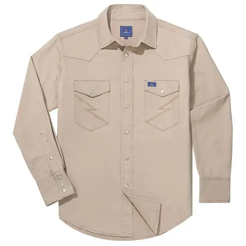 🔥🔥16-PACK-$38.8🔥Men's Long Sleeve Stone-Washed and Pre-Washed Denim Work Shirt